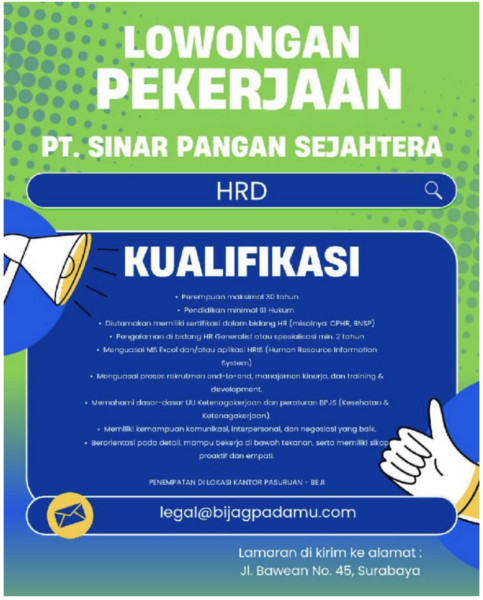 HRD - PT. Sinar Pangan Sejahtera